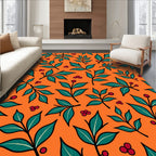 Orange Green Leaf Berry Scatter Rug