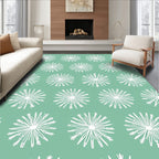 White Starburst Teal Background Rug