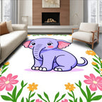 Lavender Elephant Floral Garden Accent Rug