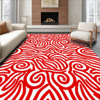 Bold Red Abstract Swirl Rug