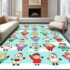 Cute Waving Kids Merry Christmas Sky Rug