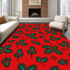 Green Leafy Clover Blossom Rug