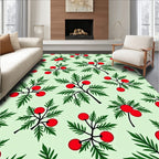 Holly Berry Festive Green Sprigs Rug