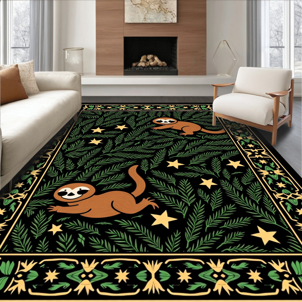 Whimsical Sloth Forest Starry Charm Rug