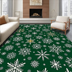 Forest Green Snowflake Medley Rug