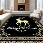 Golden Reindeer Festive Christmas Border Rug