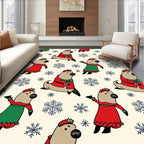 Christmas Seals and Snowflakes Pattern Rug