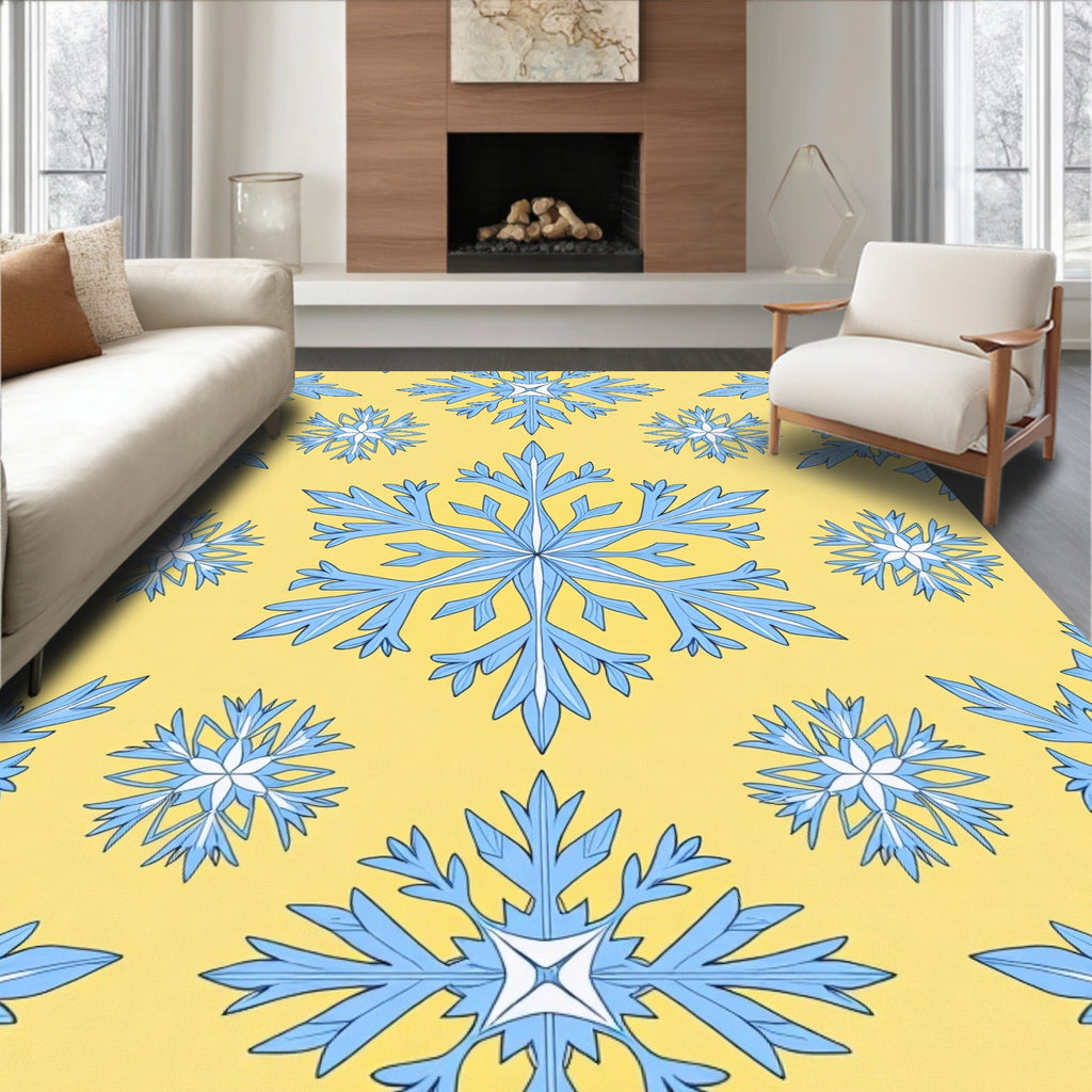 Sky Blue Snowflake Scatter Rug