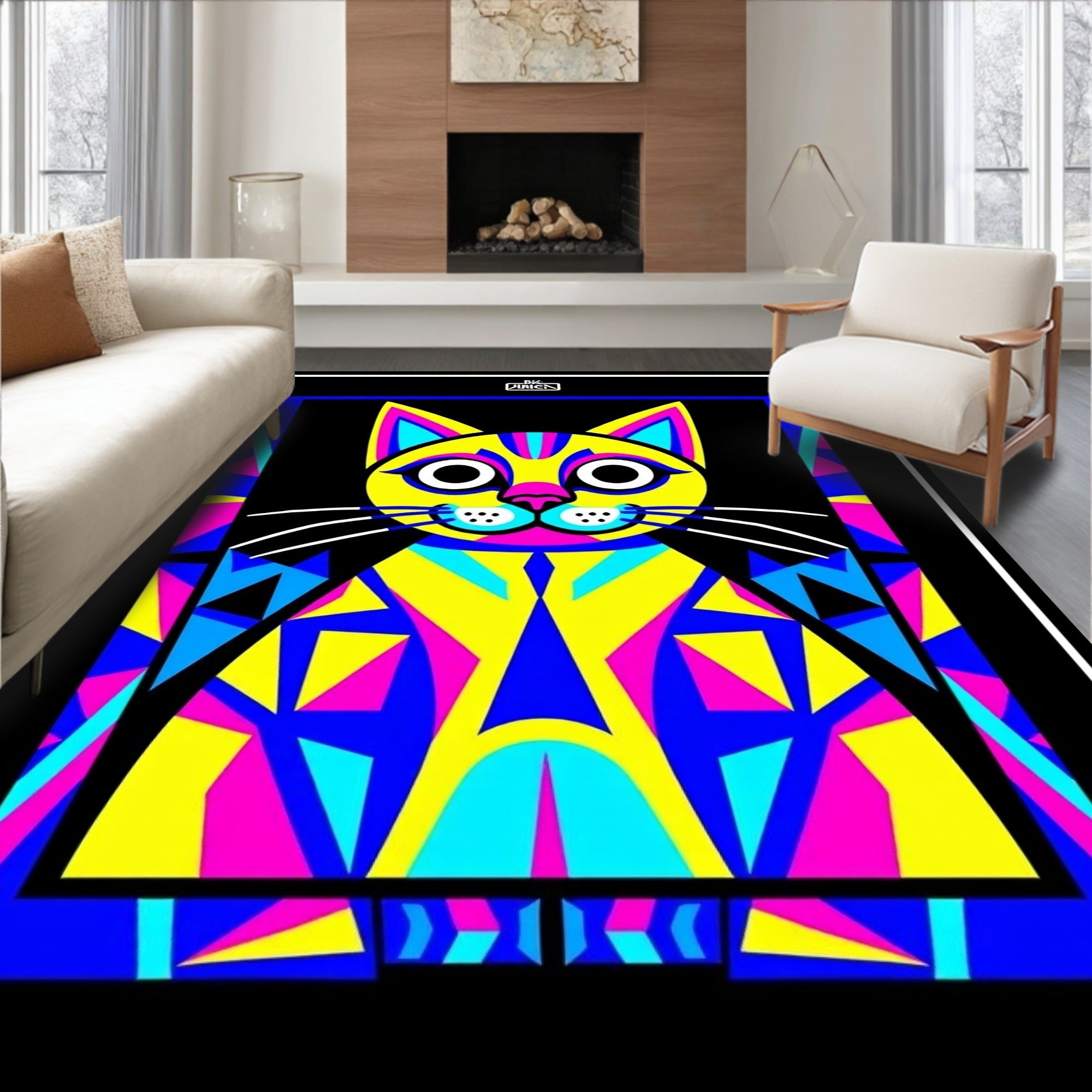 Geometric Animal Portrait Rug