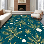 Golden Fern Circles Teal Rug