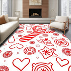 Whimsical Red Cat Candy Cane Elements Rug