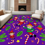 Christmas Elves Candy Cane Pine Sprig Medley Rug