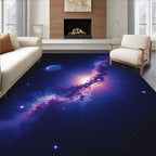 Cosmic Blue Swirling Galaxy Rug