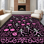 Pink Skeleton Pumpkin Halloween Garland Rug