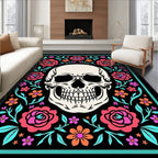 Whimsical Skull Floral Surround Rug