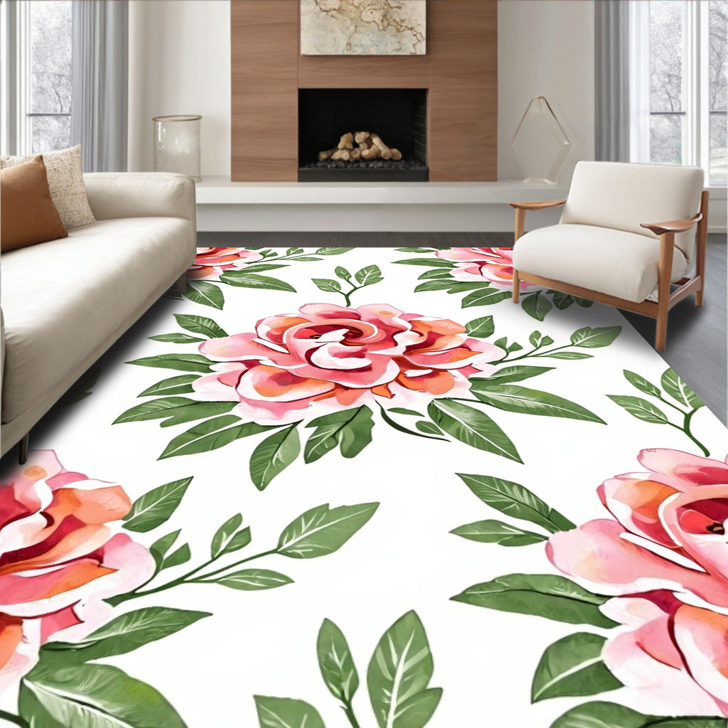 Pink Coral Bloom Garden Repeat Rug