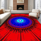 Vibrant Red Blue Radialburst Rug