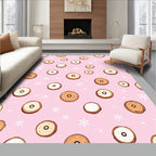 Pink Donut Snowflakes Playful Repeat Art Rug