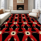 Bold Red Starburst Geometric Rug