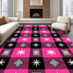 Pink Black Buffalo Snowflake Check Rug