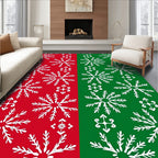 Red Green Snowflake Holiday Rug