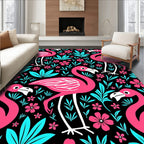 Vibrant Pink Flamingo Floral Jungle Rug