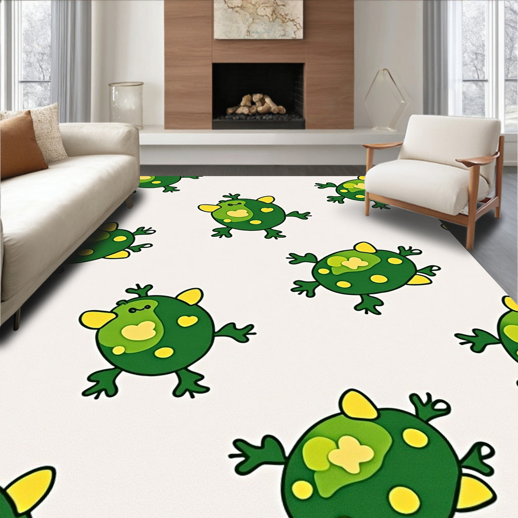 Playful Green Frog All Over Rug