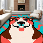 Vibrant Blue Coral Dog Portrait Rug