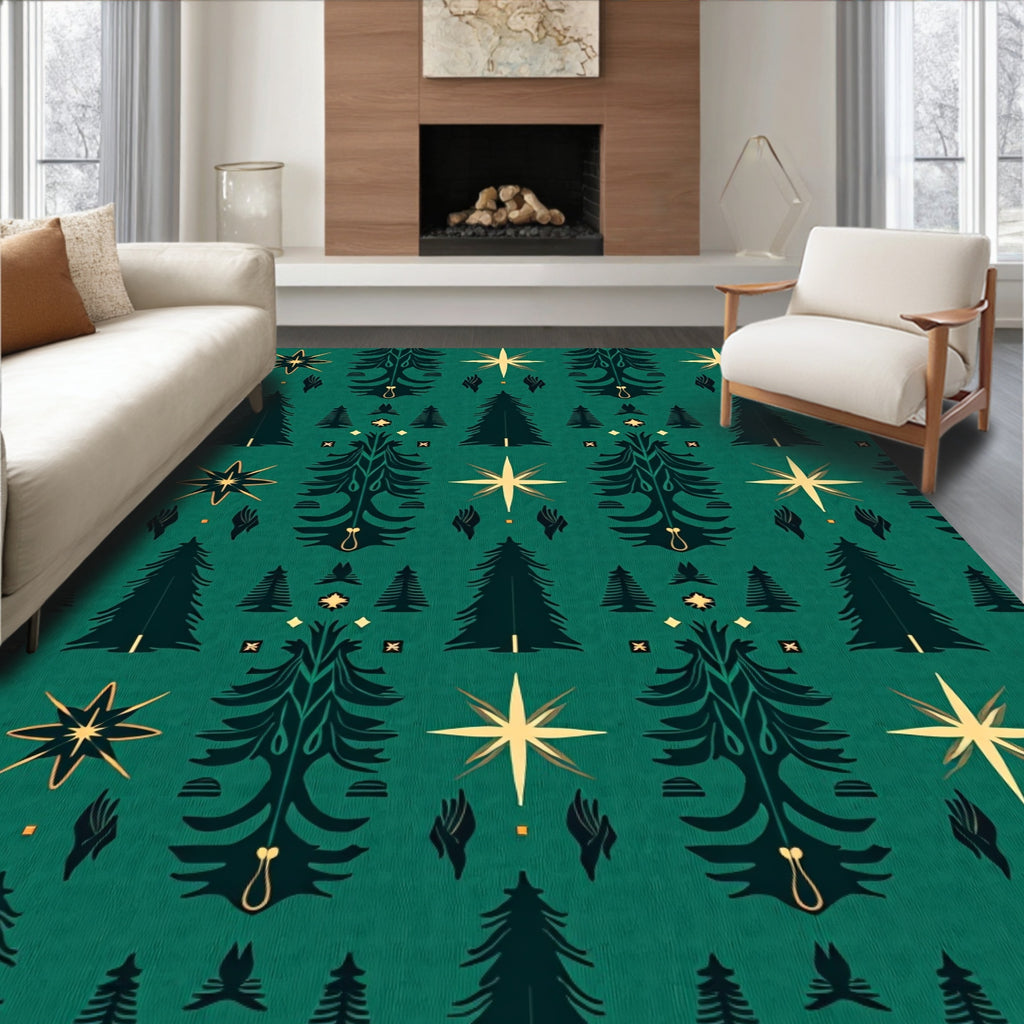 Emerald Forest Tree Star Arrangement Rug