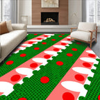 Diagonal Red Green White Polka Dot Rug
