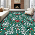 Emerald Green Christmas Tree Garland Rug