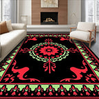 Crimson Mint Black Floral Motif Rug