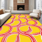 Bold Red Swirls Yellow Rug