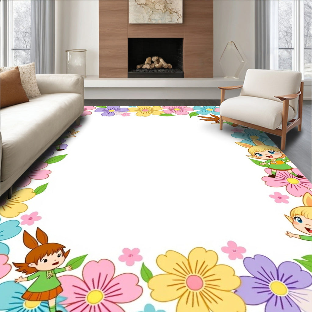 Whimsical Floral Sprites Meadow Rug