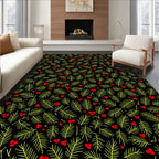 Green Pine Red Berry Holiday Rug