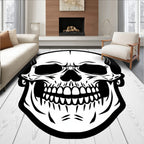 Bold Black Skull Face Graphic Rug