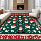 Christmas Gnome Red Green Snowflake Rug