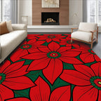 Bold Red Poinsettia Floral Arrangement Rug
