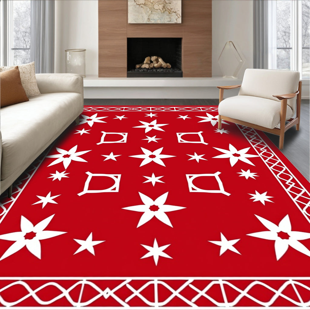 Vibrant Red Starburst Scatter Rug