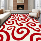 Crimson Swirl Playful Curve Rug