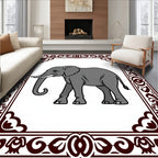 Rustic Elephant With Ornate Border Rug