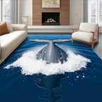 Deep Blue Whale Tail Splash Rug