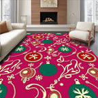 Crimson Festive Ornament Garland Rug
