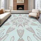 Pale Aqua Sunburst Mandala Rug