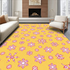 Warm Yellow Snowflake Medley Rug