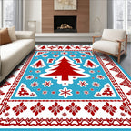 Christmas Tree Gingerbread Man Snowflakes Rug