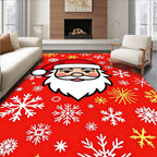 Festive Santa Claus Snowflake Scatter Rug