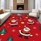 Christmas Red Santa Trees Ornaments Rug