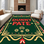 Crimson Red Festive Candy Cane Border Rug