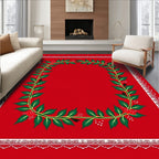 Crimson Holly Berry Garland Border Rug